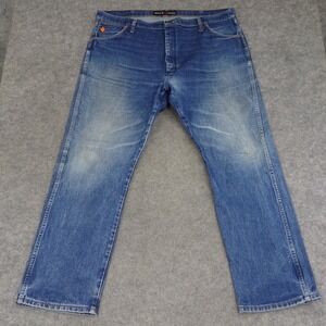 Wrangler Jeans Mens 42x30 Blue Denim FR Flame Resistant Distressed Tag 42x32 C